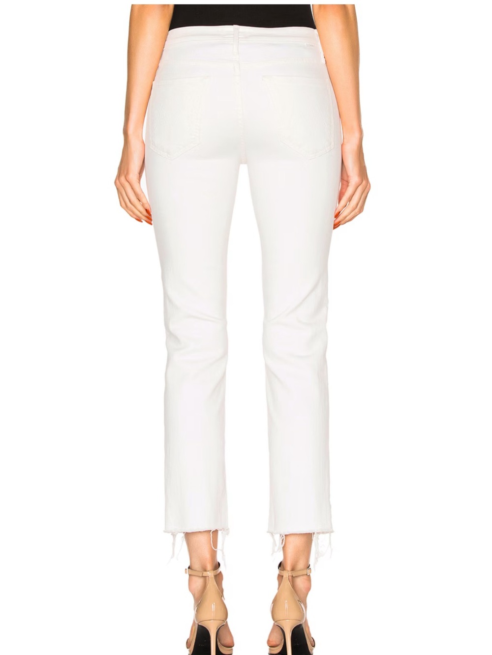 MOTHER The Rascal Ankle Snippet Stayin’ Alive White Jeans Size 25 Frayed Hem - Picture 3 of 15